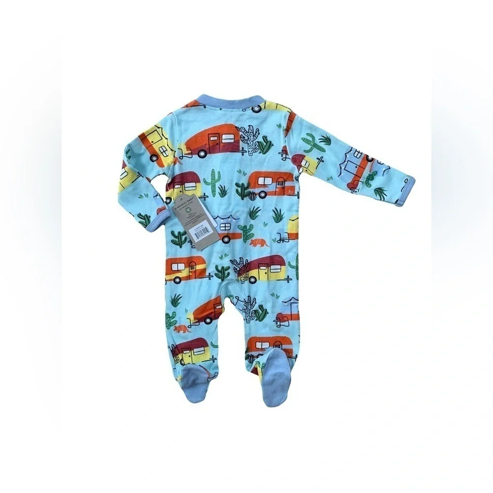 Honest Company NWT Size 0-3 Months Happy Camper Organic Pajamas